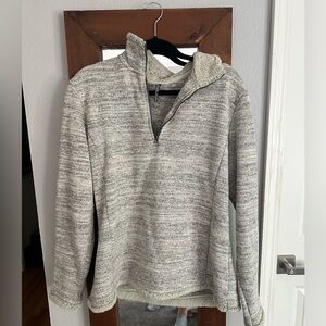 Women’s 1/4 Zip Grey Winter Fleece Sweater - XL